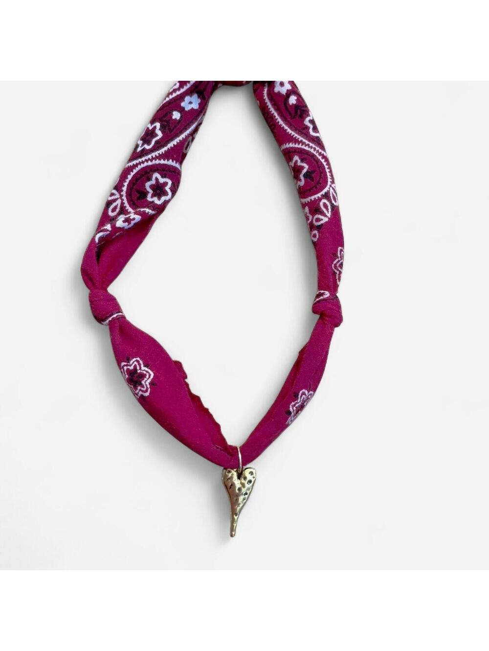 Handmade Bandana Heart Charm Necklace